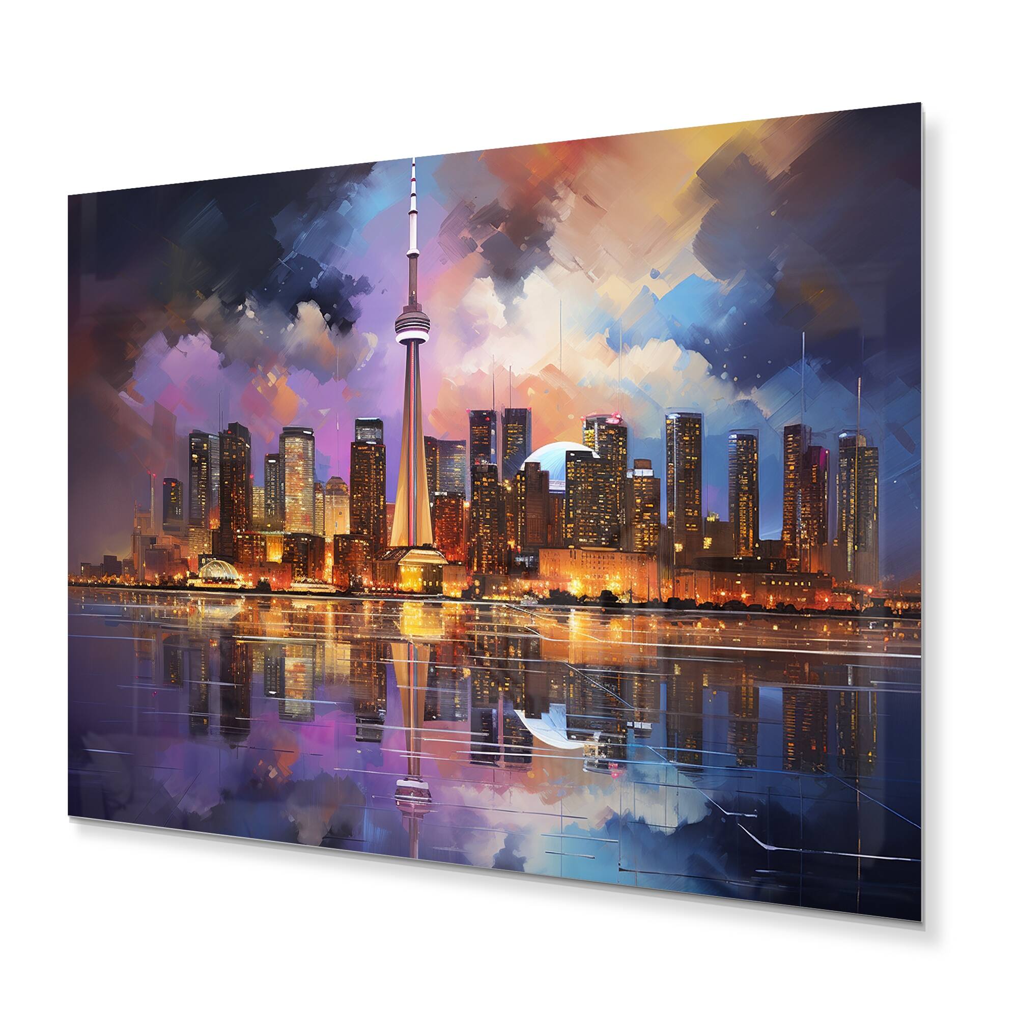 Designart "Canada Toronto Reflections II" Canada Metal Wall Art Bed